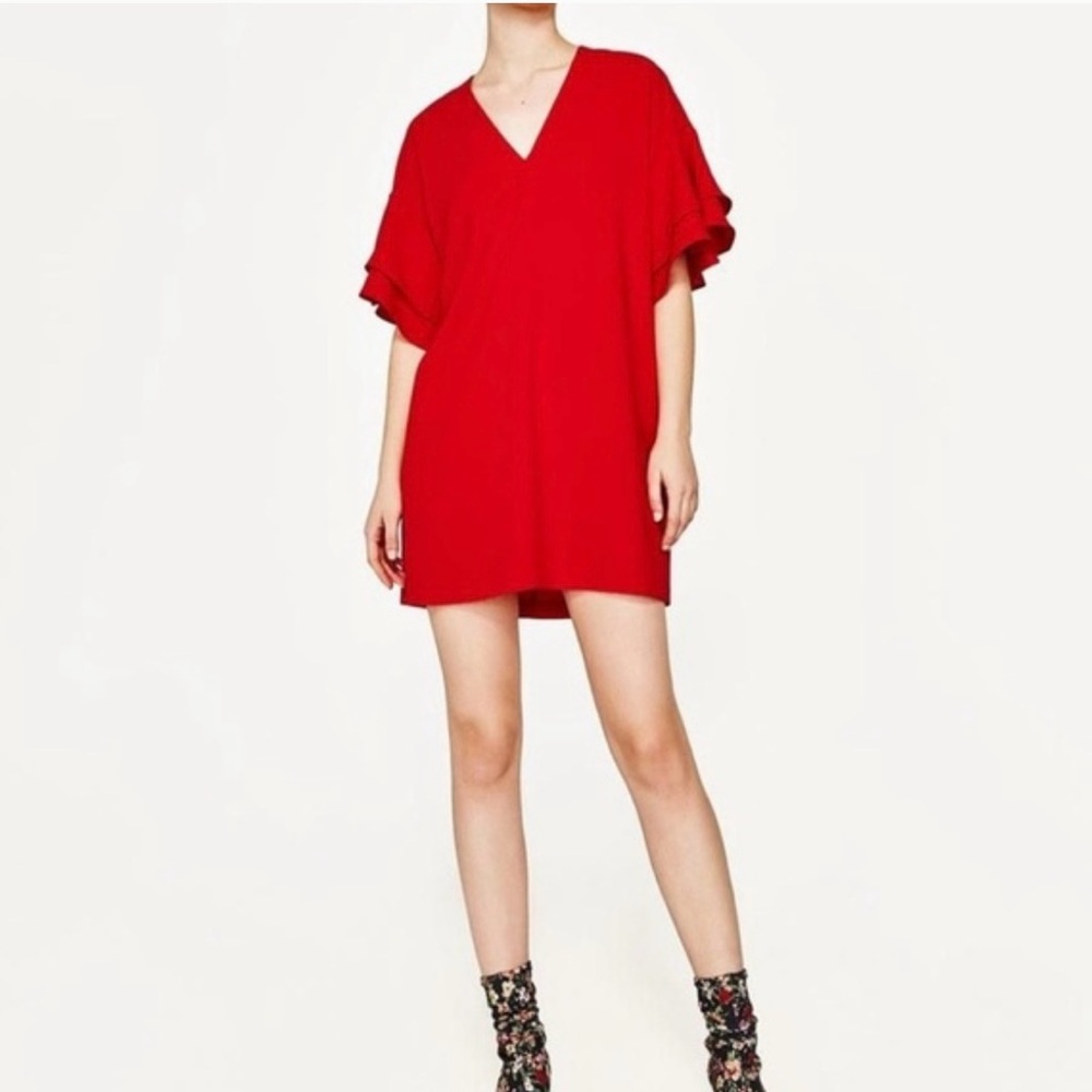 Zara ruffle shift dress SZ M
